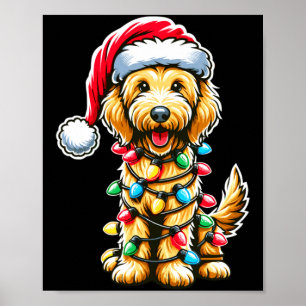 Golden Doodle Christmas Tree Xmas Dog Pajamas Gold Poster