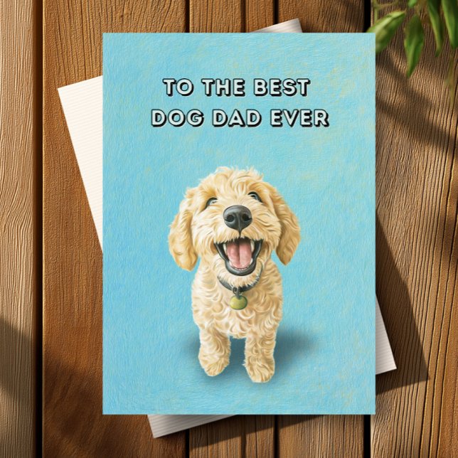 Golden Doodle Cute Happy Best Dad Father's Day Card (Creator Uploaded)