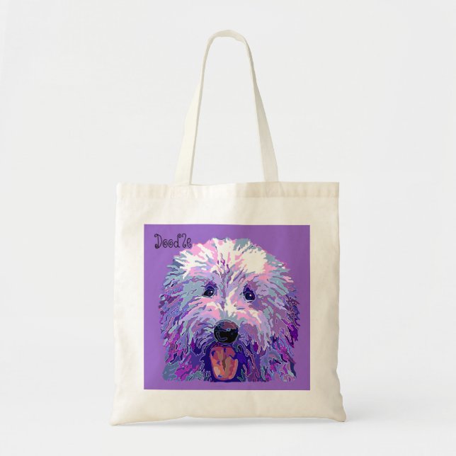 Golden Doodle Dazzling Purple Colours Tote Bag (Front)