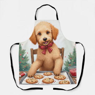 Golden Doodle Decorating Christmas Cookies Apron