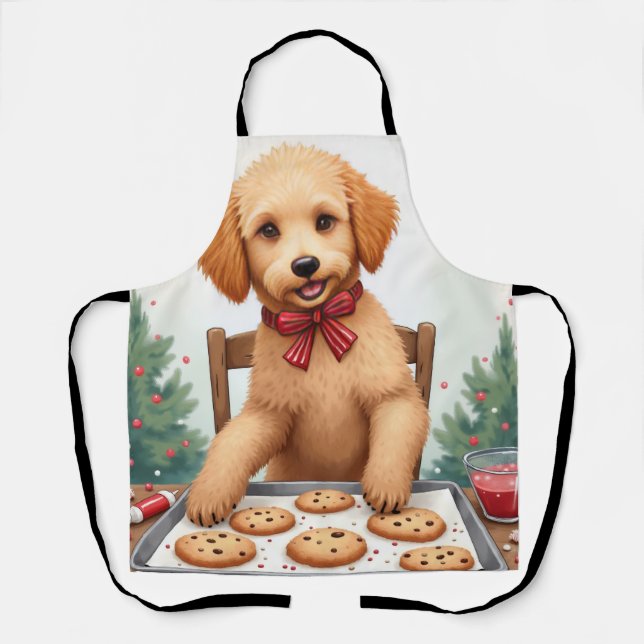 Golden Doodle Decorating Christmas Cookies Apron (Front)