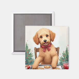 Golden Doodle Decorating Christmas Cookies Magnet