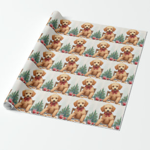 Golden Doodle Decorating Christmas Cookies Wrapping Paper
