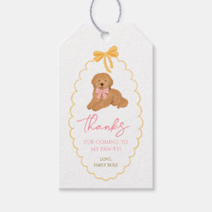 Golden Doodle Dog Birthday Pawty Pink Yellow Gift Tags