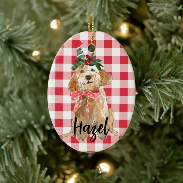 Golden Doodle Dog Christmas Ceramic Tree Decoration (Tree)