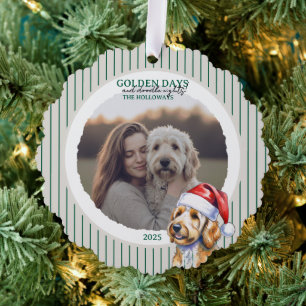 Golden Doodle Dog Christmas Photo Tree Decoration Card