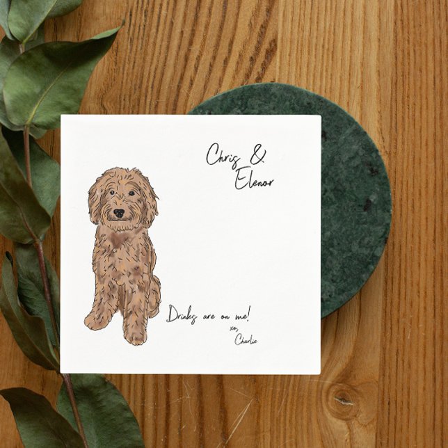 Golden Doodle Dog Cocktail Napkin for wedding (Creator Uploaded)