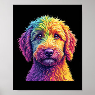 Golden Doodle Dog Colourful Goldendoodle Face Dog  Poster