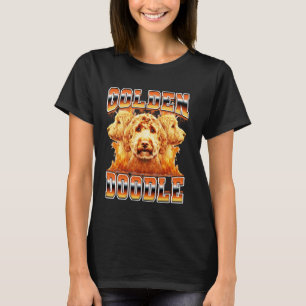 Golden Doodle Dog Goldendoodle Flames 90s Bootleg T-Shirt