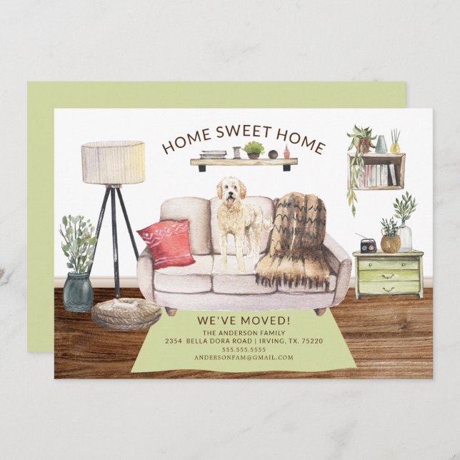 Golden Doodle Dog Moving Announcement (Front/Back)