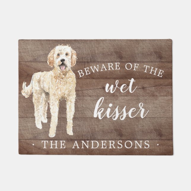 Golden Doodle Dog Personalised Door Mat (Front)