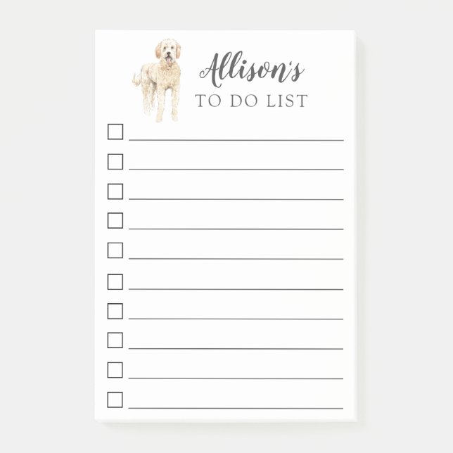 Golden Doodle Dog Personalised To Do List Post-it Notes (Front)