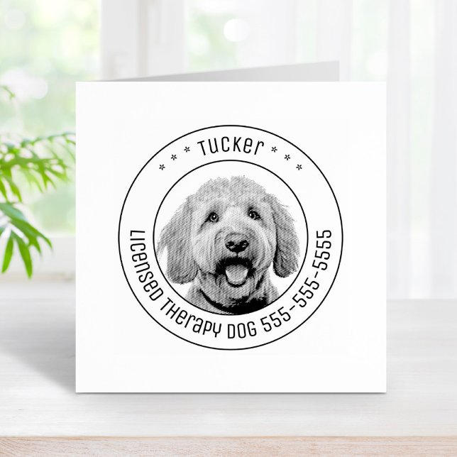 Golden Doodle Dog Pet Photo Round Rubber Stamp (Creator Uploaded)