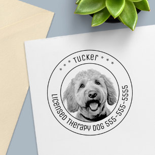 Golden Doodle Dog Pet Photo Round Self-inking Stamp