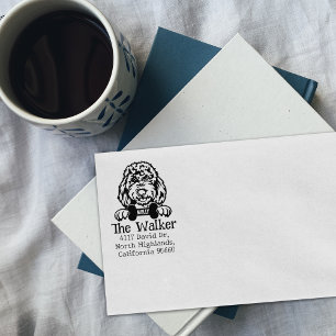 Golden Doodle Dog, Return Address,  Rubber Stamp