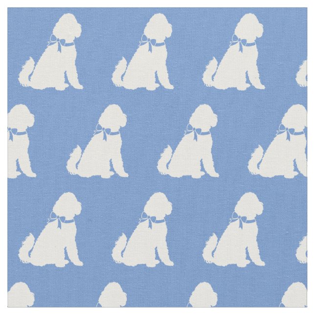 Golden Doodle Dog Silhouette Pet Aussie Light Blue Fabric (Close Up)