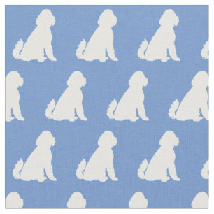 Golden Doodle Dog Silhouette Pet Aussie Light Blue Fabric