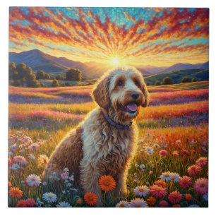 Golden Doodle dog Tile