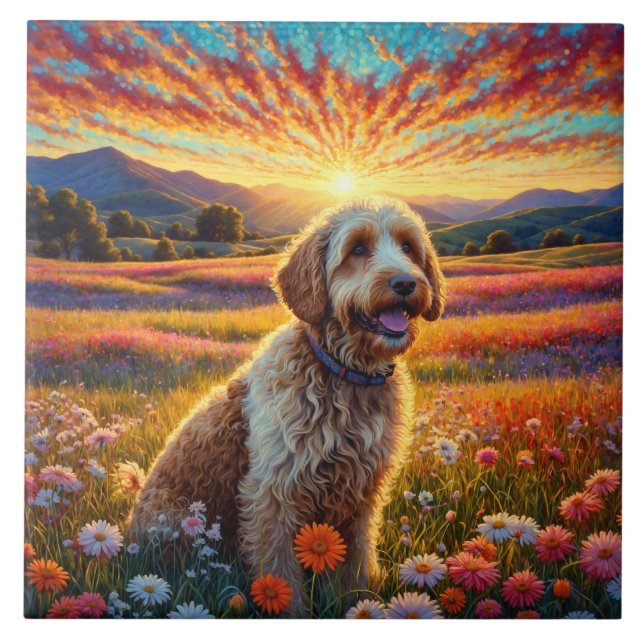Golden Doodle dog Tile (Front)