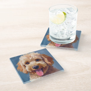 Golden Doodle   Dog Watercolor Painting Pet Glass Coaster