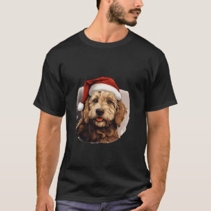Golden Doodle Dog wearing a Christmas hat Christma T-Shirt
