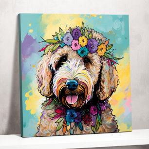 Golden Doodle Dreams: Florals and Fun Poster