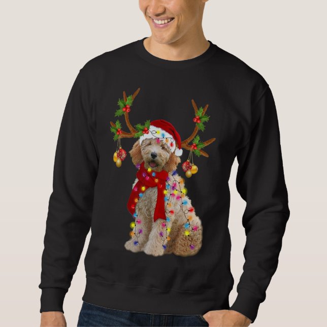 Golden Doodle Gorgeous Reindeer Christmas Tree Lig Sweatshirt (Front)