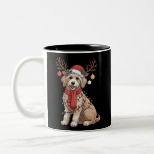 Golden Doodle Gorgeous Reindeer Christmas Tree  Two-Tone Coffee Mug