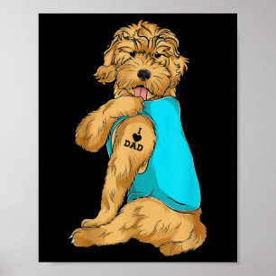 Golden Doodle I Love Dad Tattoo Apparel, Dog Dad G Poster