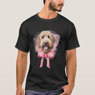 Golden Doodle Lover Gift Coquette Pink Bow Dog Fur T-Shirt