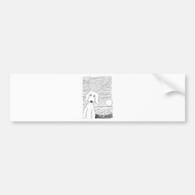 Golden Doodle on the Beach Bumper Sticker (Front)