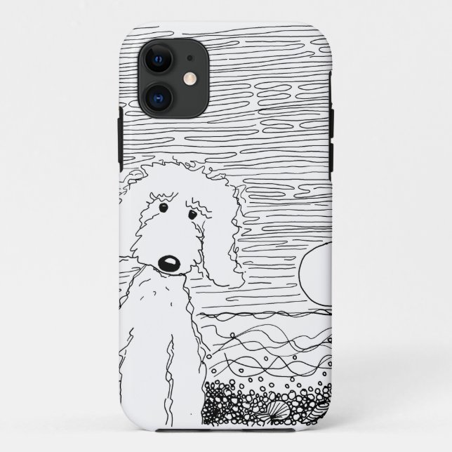 Golden Doodle on the Beach iPhone Case (Back)