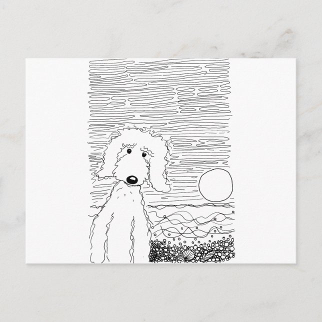 Golden Doodle on the Beach Postcard (Front)