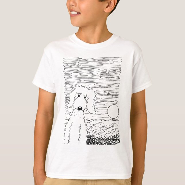 Golden Doodle on the Beach T-Shirt (Front)