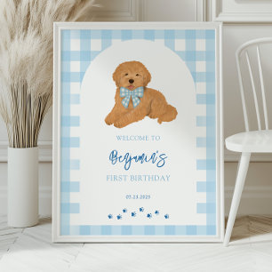 Golden Doodle Puppy Birthday Party Welcome  Poster