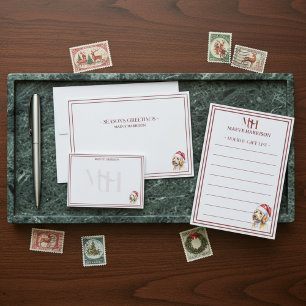 Golden Doodle Santa Christmas Stationery Card