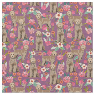 Golden Doodle vintage florals purple Fabric