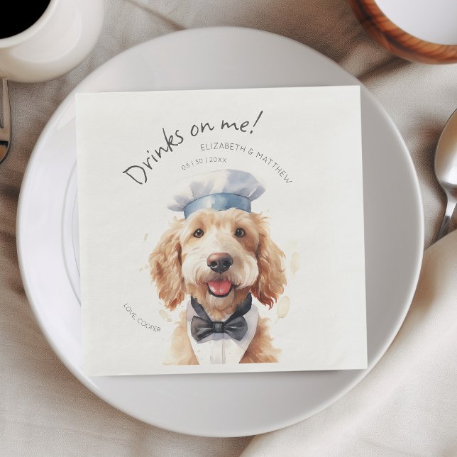 Golden Doodle Waiter Watercolor Customisable Napkin (Creator Uploaded)