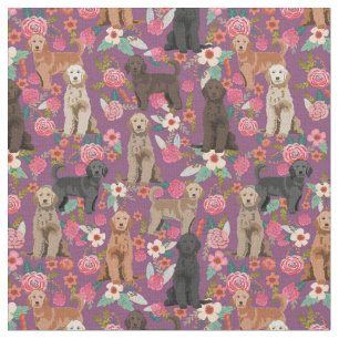 Golden Doodles vintage floral purple Fabric