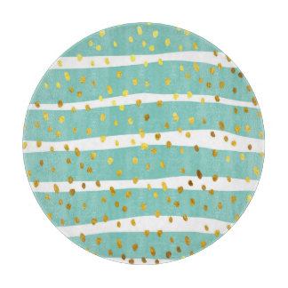 Golden Dots and Stripes: Elegant Pattern Cutting Board