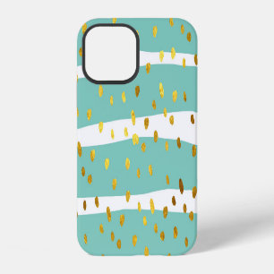 Golden Dots and Stripes: Elegant Pattern iPhone 12 Case