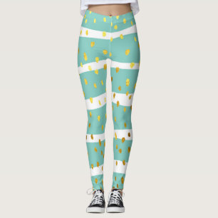 Golden Dots and Stripes: Elegant Pattern Leggings