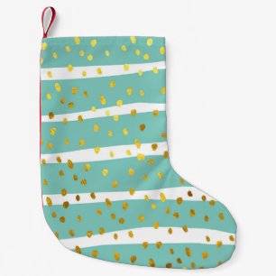 Golden Dots and Stripes: Elegant Pattern Small Christmas Stocking