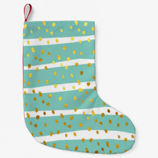 Golden Dots and Stripes: Elegant Pattern Small Christmas Stocking
