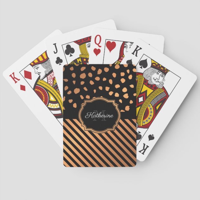 Golden Dots and Stripes Playing Cards (Back)