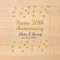 Golden dots glitter happy 20th anniversary wedding