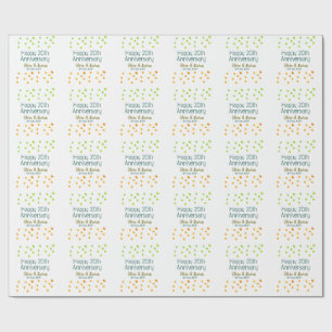 Golden dots glitter happy 20th anniversary wedding wrapping paper