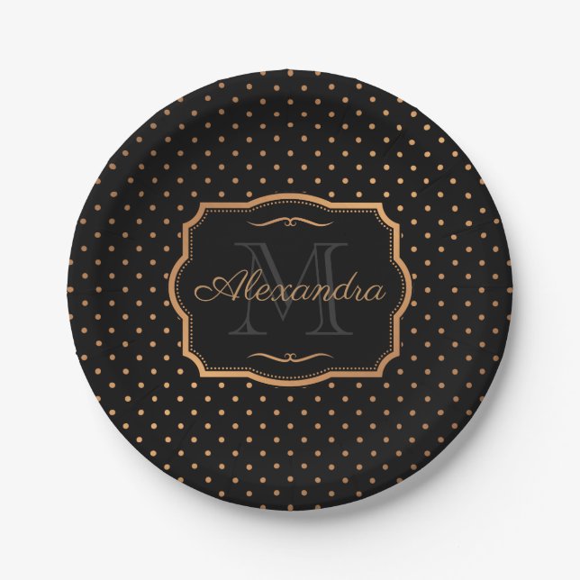 Golden Dots Paper Plate (Front)
