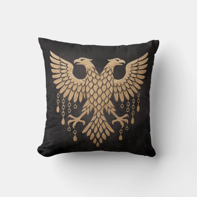 Golden Double-Headed Eagle – Regal Mythic Emblem o Cushion (Front)