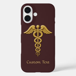 Golden Double Snake Caduceus iPhone 16 Case